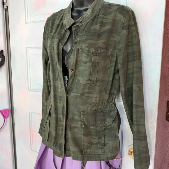 Boho hippie upcycled camo soft jacket shirtbw hand stitched lace skull! SOLD - Picture 2 of 15